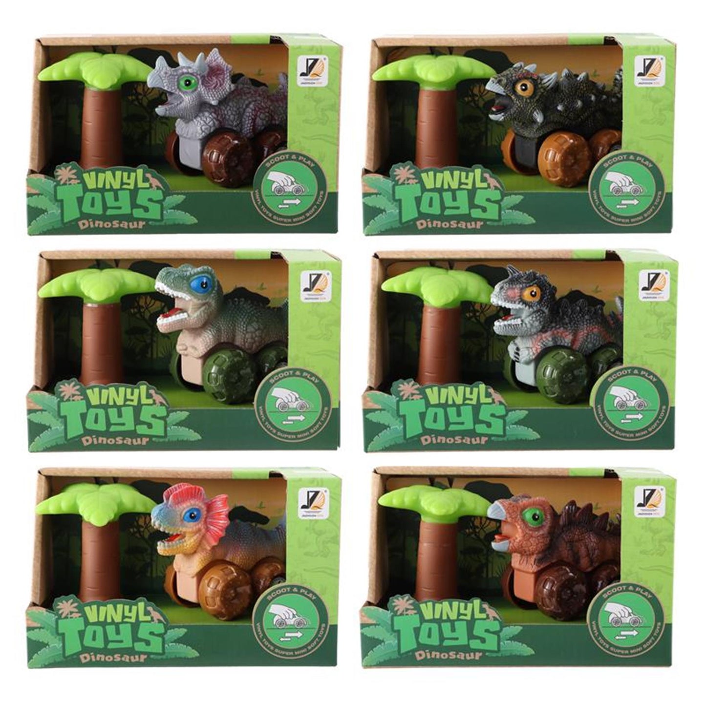 Voiture bébé dinosaure 12cm avec palmier