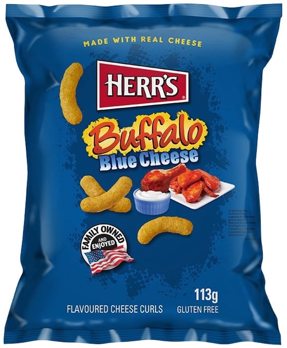 Boucles de fromage bleu Buffalo Herr's - 12 x 113g - pack économique
