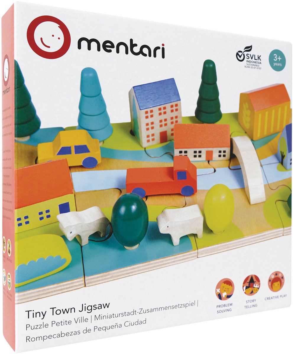 Puzzle Mentari - petite ville - 30x15,20x7,50cm - bois - 3 ans