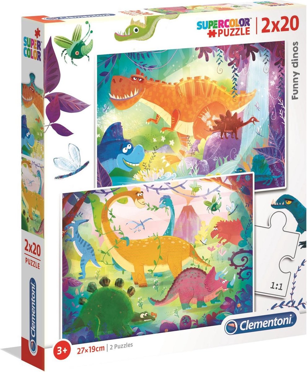 Clementoni Puzzle Funny Dinos, 2x20st.