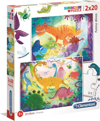 Clementoni Puzzle Funny Dinos, 2x20st.