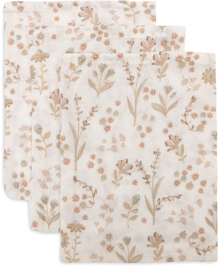 Jollein gant de toilette hydrophile bébé 15x20cm - gant de toilette bébé - fleuri - 3 pièces