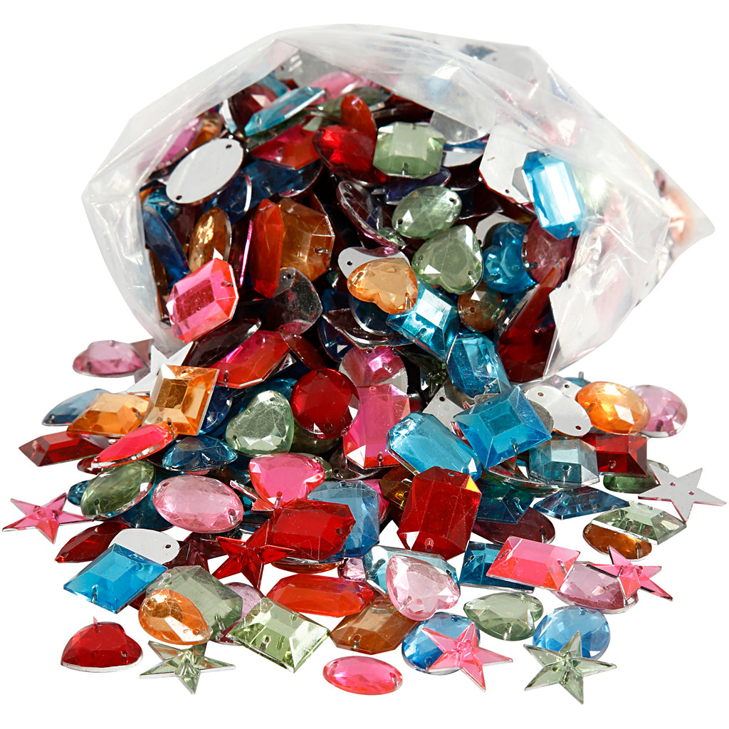 Creativ Company Strasstones, DIM 10-17 mm, environ. 800 pièces, différentes couleurs, 210 g 1 boîte