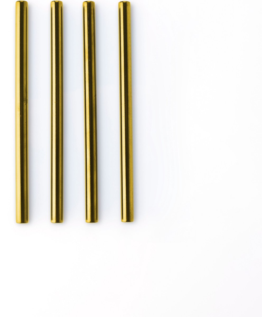 Point-virgule - pailles à cocktail - lot de 4 - acier inoxydable - doré - 14cm