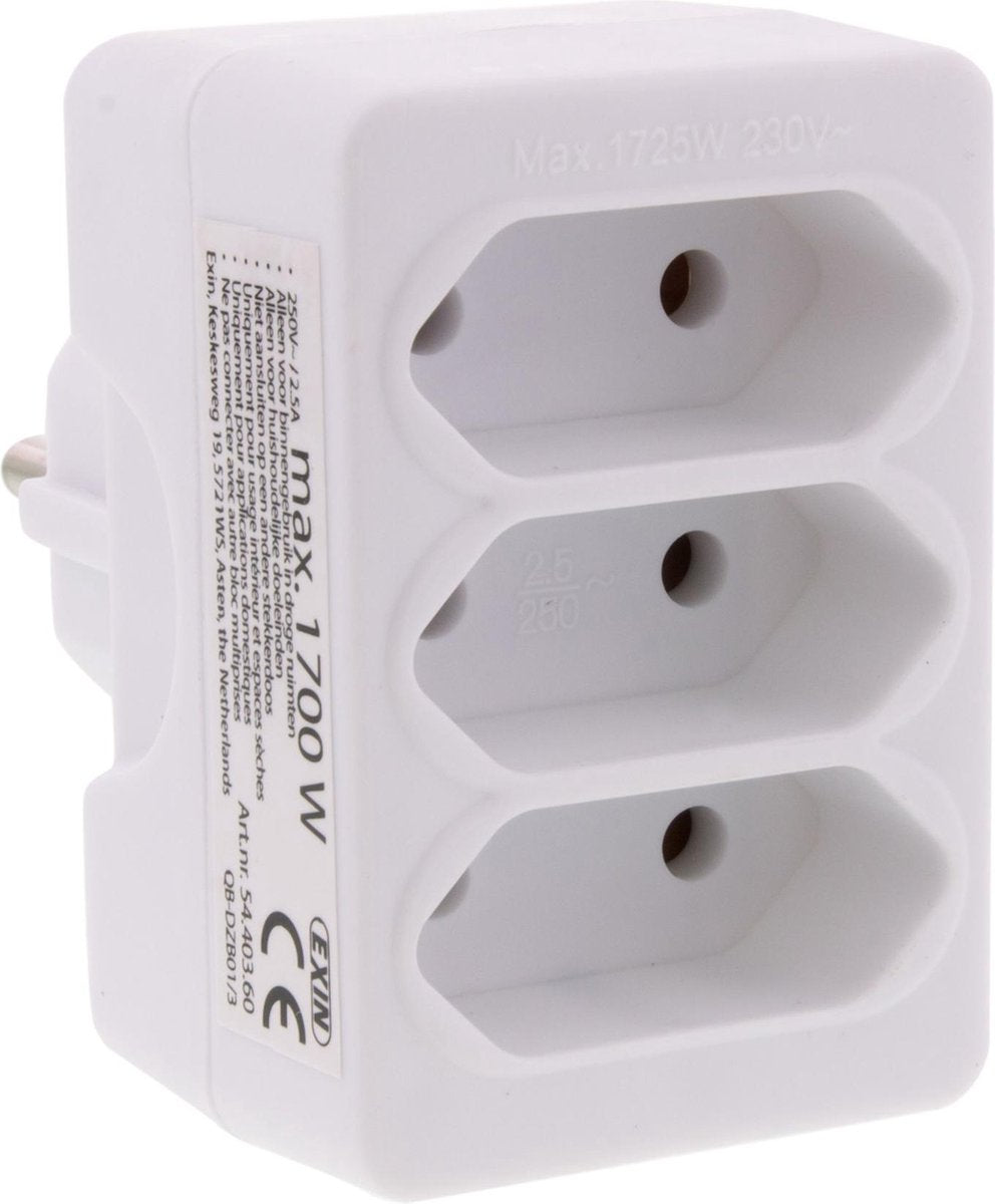 Prise de distribution Q-link - 3 voies - domino - euro - blanc