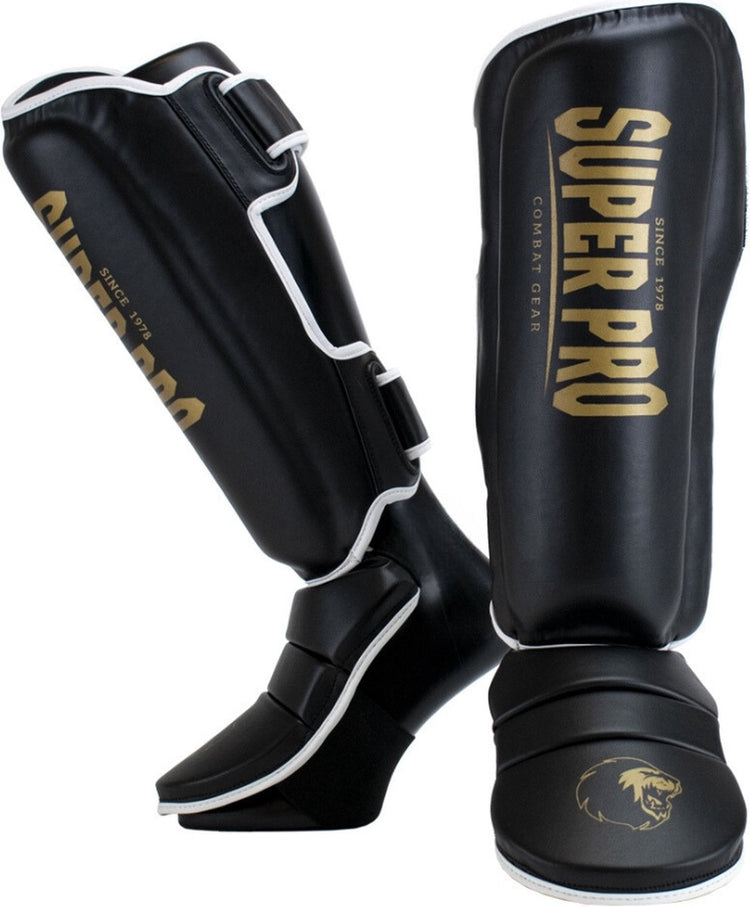 Protège-tibia Super Pro Combat Gear Se Noir Or Blanc Extra Large