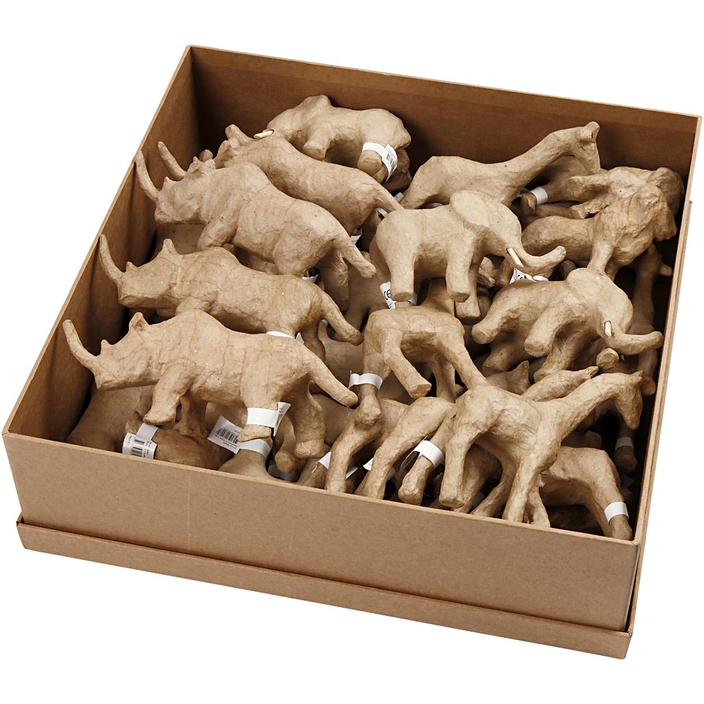 Animaux de la jungle papier mâché, 32 pcs.