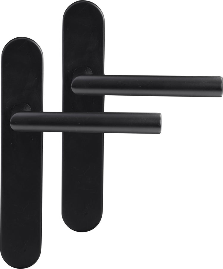 Poignée de porte Differnz sur bouclier - noir - acier inoxydable - - amsterdam arrondi 225x41x10mm aveugle noir