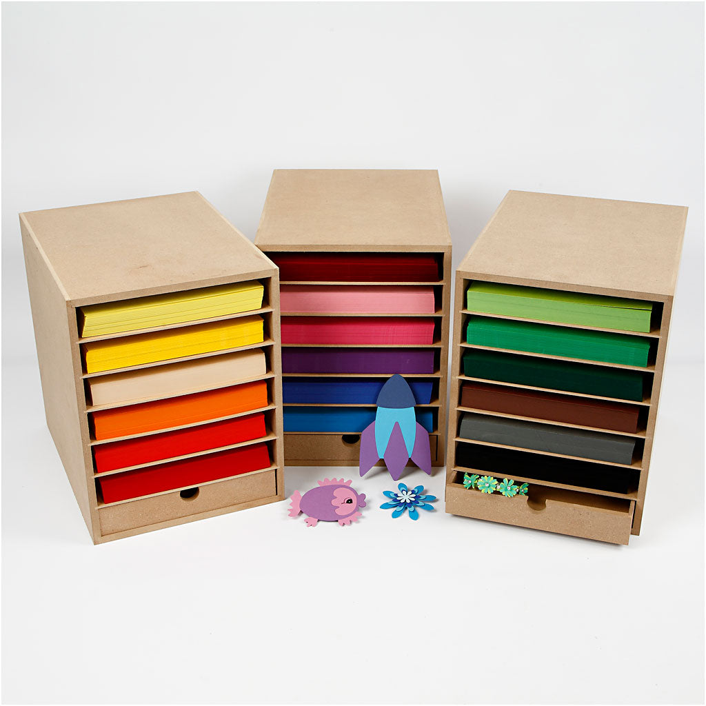 Armoire de rangement en carton Creativ company, h : 100 cm, a4, feuille 210x297 mm, 180 g, différentes couleurs, 1 set