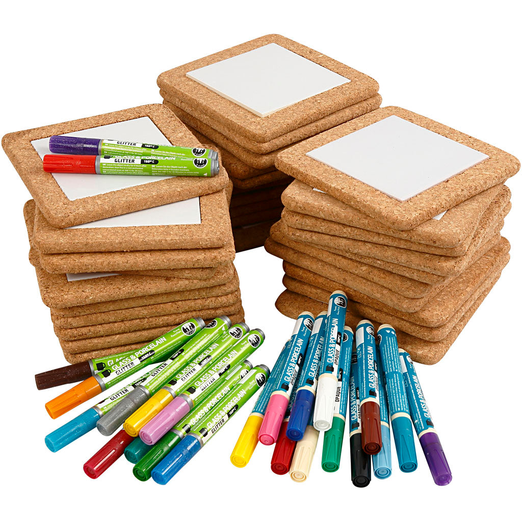Ensemble de sous-verres à peinture, dim. 15,5x15,5 cm, différentes couleurs, 1 set