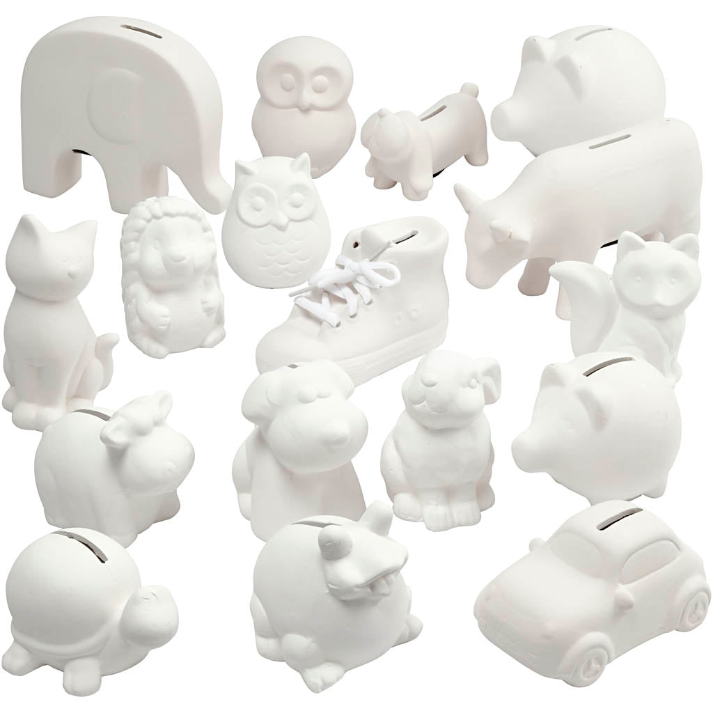 Tirelires Creativ company, blanches, 106 pièces, 1 boîte