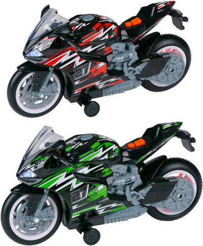 Eddy Toys moto à roulettes avec lumière et son – moto jouet – jouets de moto cascadeurs pour enfants – rouge ou vert – 1 couleur aléatoire