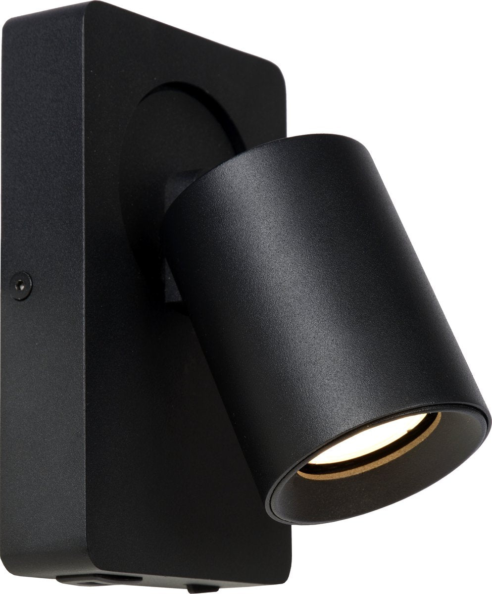 Lucide nigel - applique lampe de chevet - led dim to warm - cct - gu10 - 1x5w 2200k 3000k - avec point de chargement USB - noir