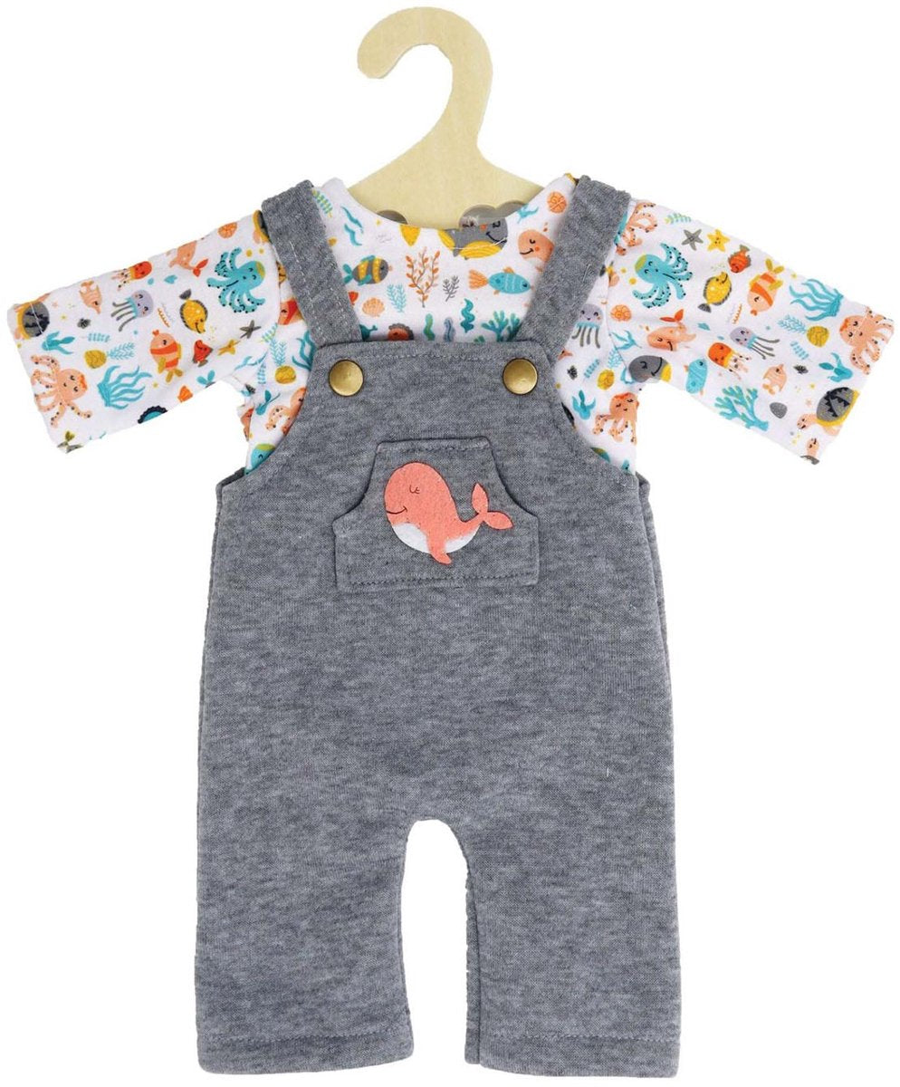Pantalon de jardin de poupées avec t-shirt baleine rose, 35-45 cm