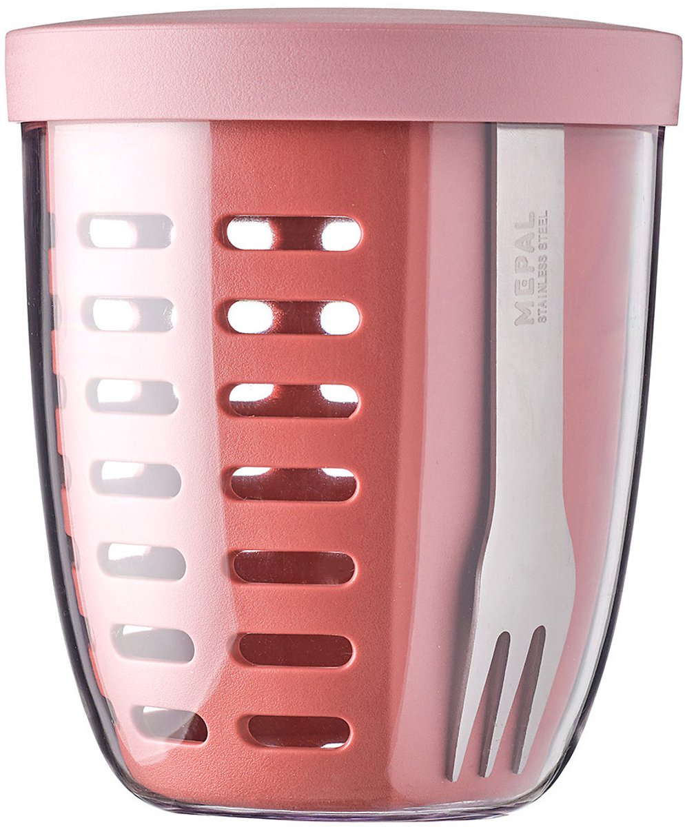 Mepal - pot légumes fruits ellipse - 600 ml - incl. fourchette - mauve vif