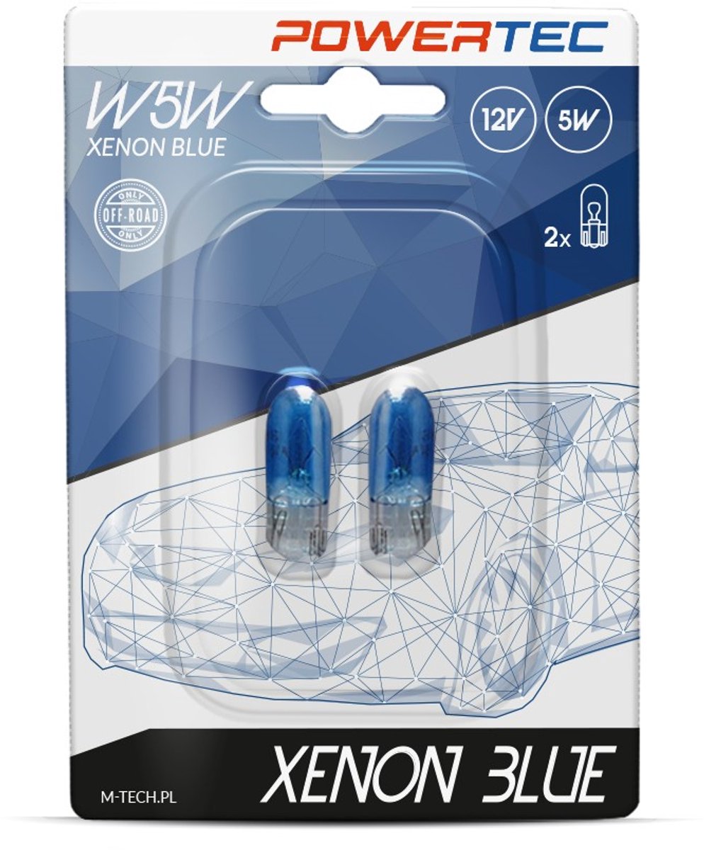 Ampoules de veilleuse Powertec w5w 12v – bleu xénon – lot de 2
