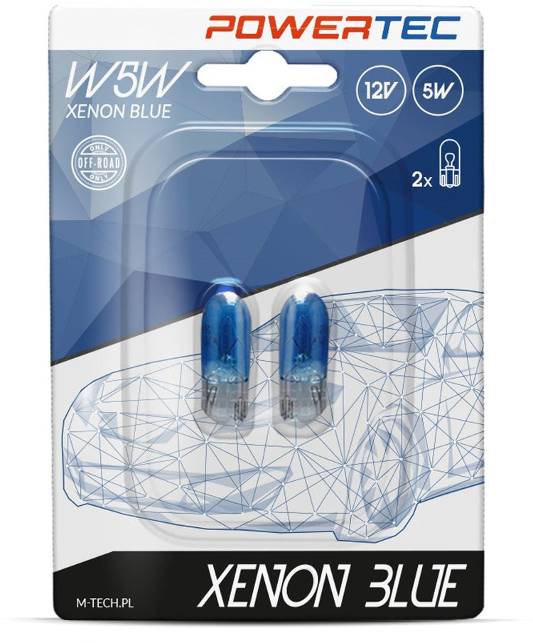 Ampoules de veilleuse Powertec w5w 12v – bleu xénon – lot de 2