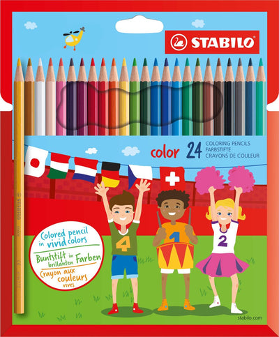 Stabilo color - crayons de couleur - couleurs intenses et démoulage facile - étui de 24 couleurs