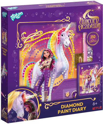Journal secret de peinture diamant de l'académie de licorne Totum avec serrure décorée de plus de 250 diamants - journal secret de pointe cadeau jouet