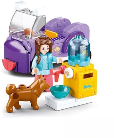 Sluban Girls Dream Dog Feeding Area Jouets de construction pour enfants à partir de 6 ans - Jouets de construction Modèle de jeu d'animaux - Boîte de construction avec 91 blocs de construction et 1 figurine - m38-b0970f
