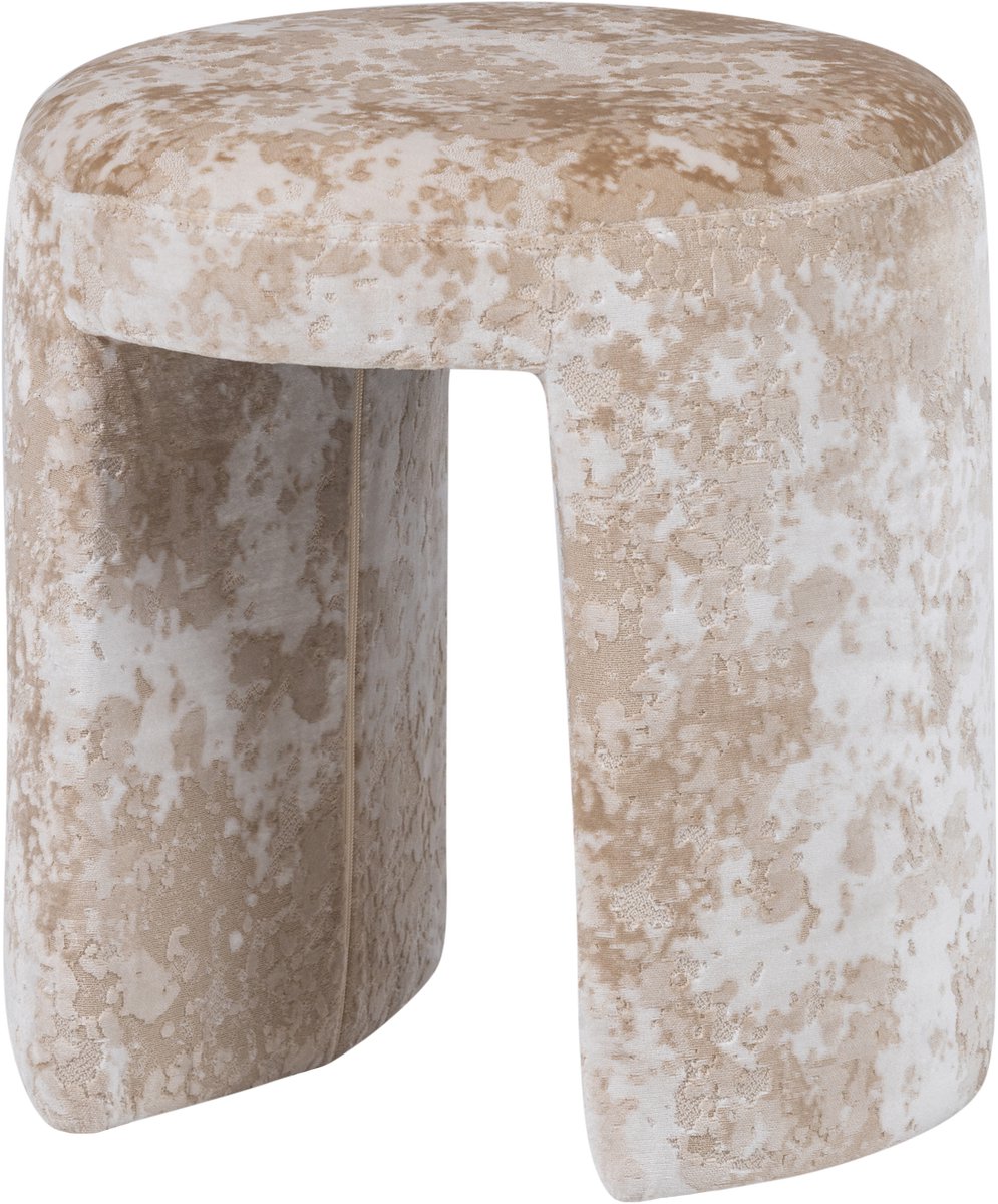 Tabouret Charlie Woood rembourré - tissu tissé - beige - 47x45x45