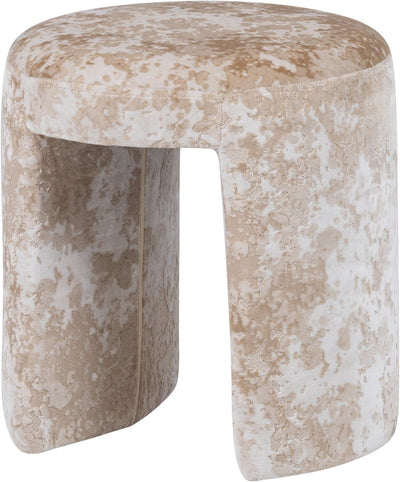 Tabouret Charlie Woood rembourré - tissu tissé - beige - 47x45x45