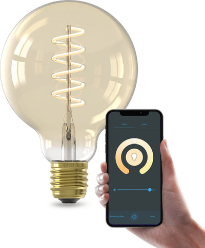 Lampe LED à filament intelligente Calex - e27 - lumière blanche chaude - or - éclairage intelligent - g95 - 7w