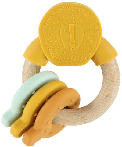 Trixie Anneau d'activité en bois avec silicone - Monsieur Lion - jouet de dentition - sympa comme cadeau de naissance