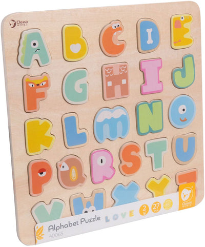 Classic World World Wooden Alphabet Puzzle, 27e.