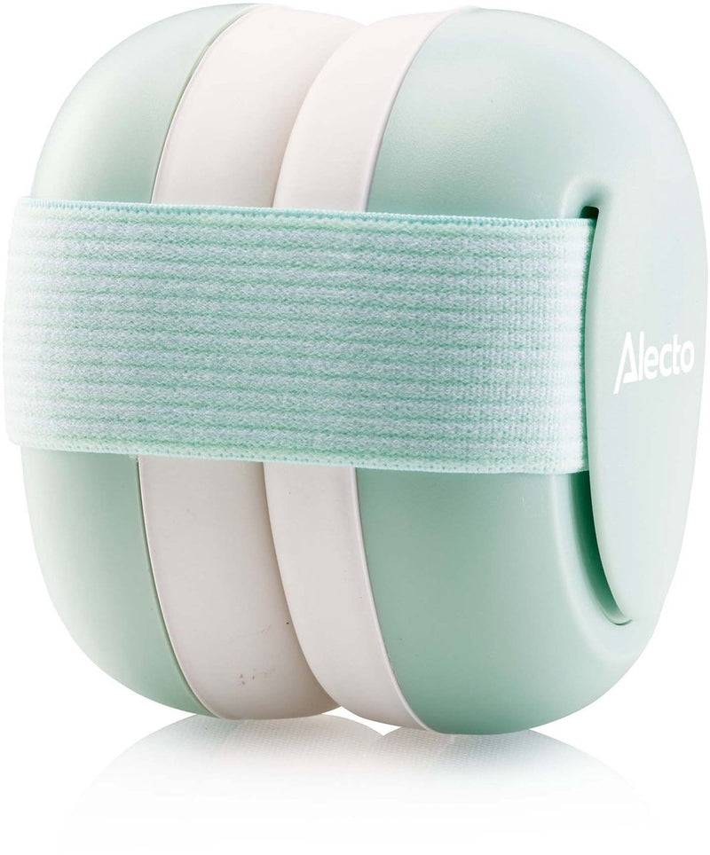 Protection auditive Alecto pour bébés et jeunes enfants - protection maximale contre les bruits forts - bandeau réglable - bv74 - blanc vert menthe
