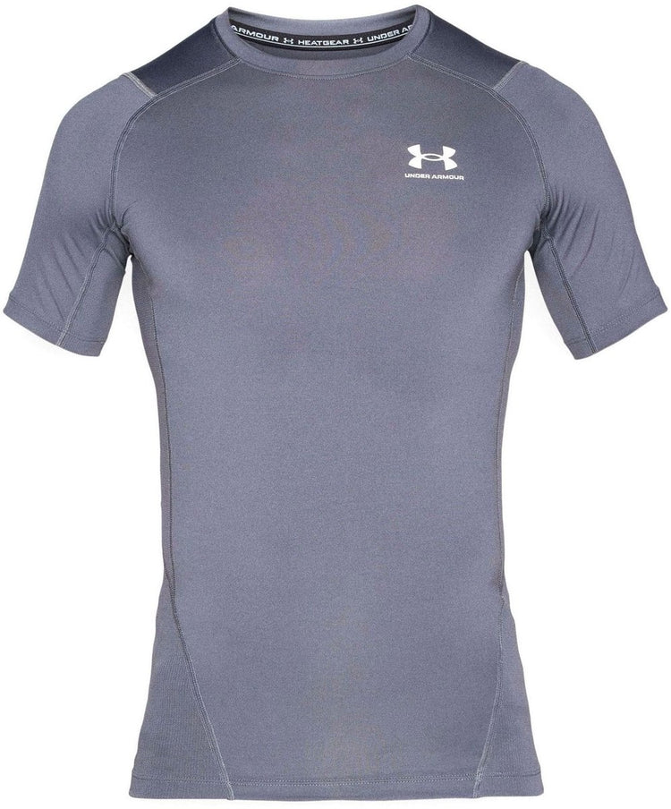 Under Armour UA HG Armour Comp SS-Gry Chemise de sport pour hommes - Castle Rock - Blanc
