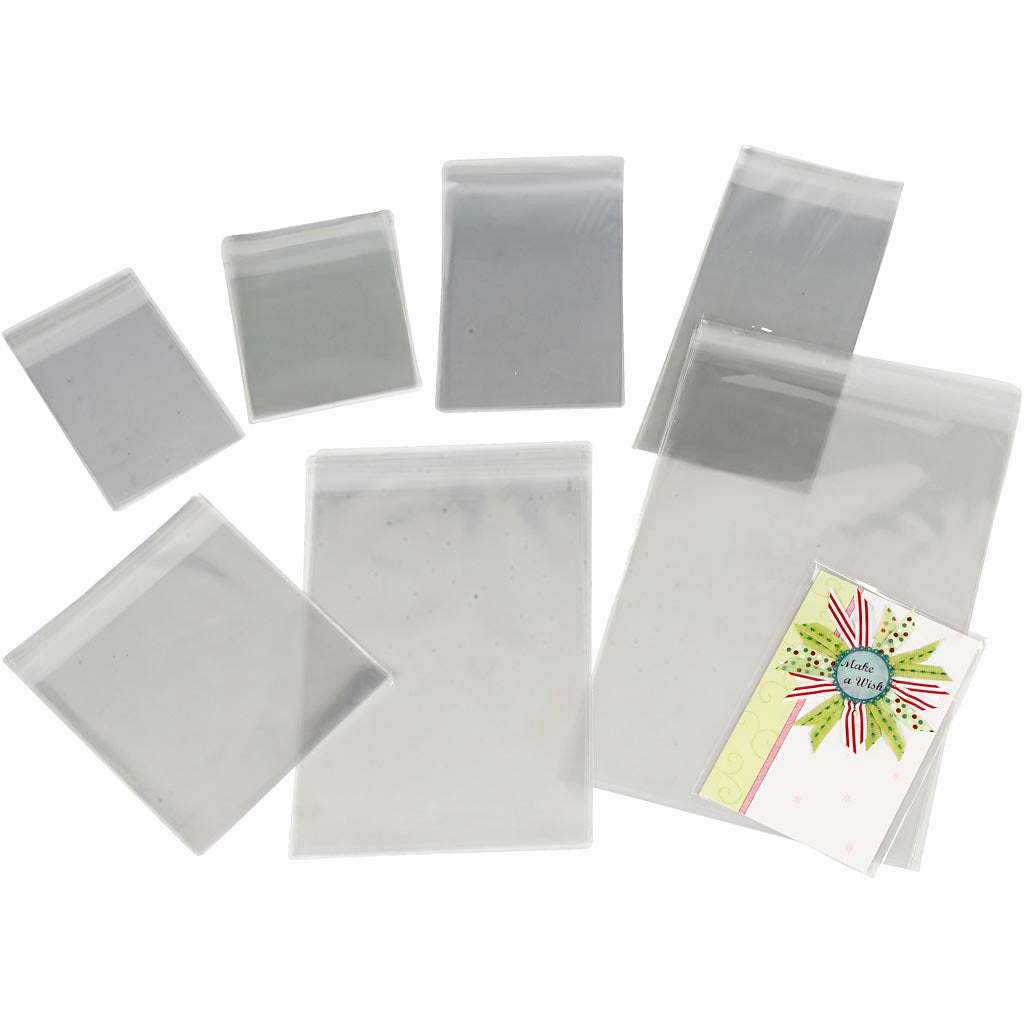 Sacs cellophane Creativ company, h : 12,9-31,2 cm, l : 9,7-22,5 cm, épaisseur 25 my, 1400 pièces 1 boîte