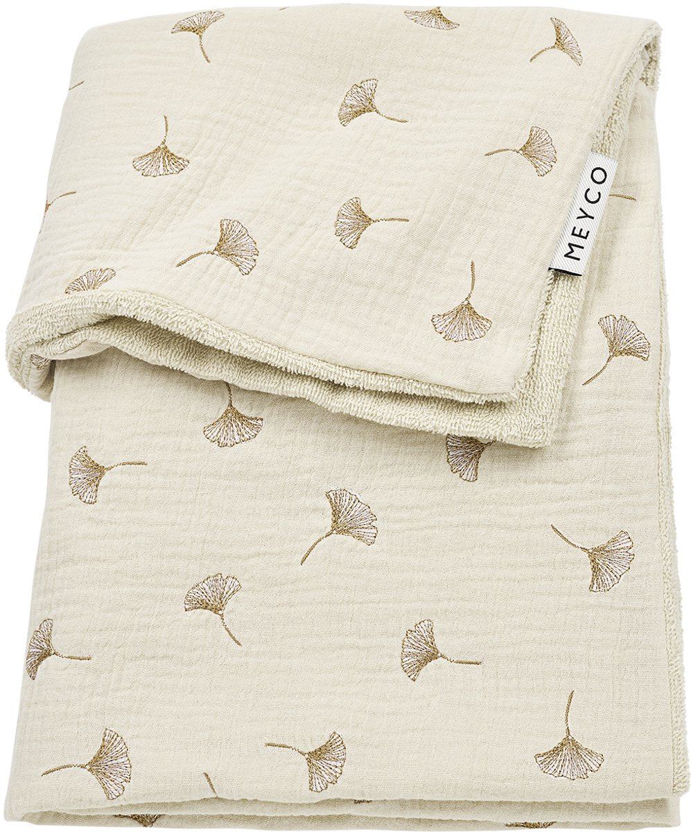 Couverture de berceau Meyco baby ginkgo - hydrophile prélavée - sable doux - 75x100cm - 1,5 tog