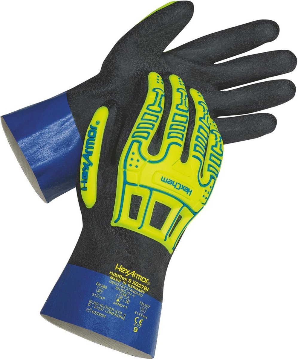 Gants de protection Hexarmor rubiflex s xg27bi 60708 noir, gelb, bleu 6 paires-8