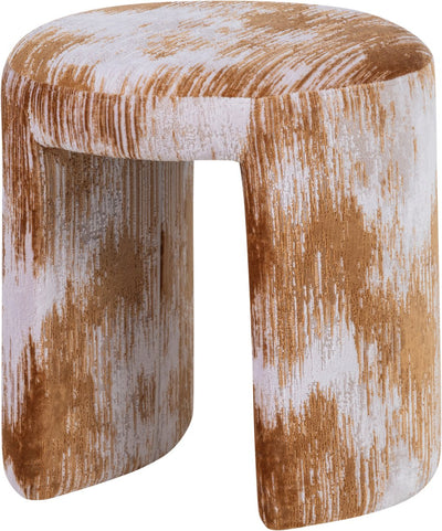 Tabouret Charlie Woood - tissu tissé - marron caramel - 47x45x45