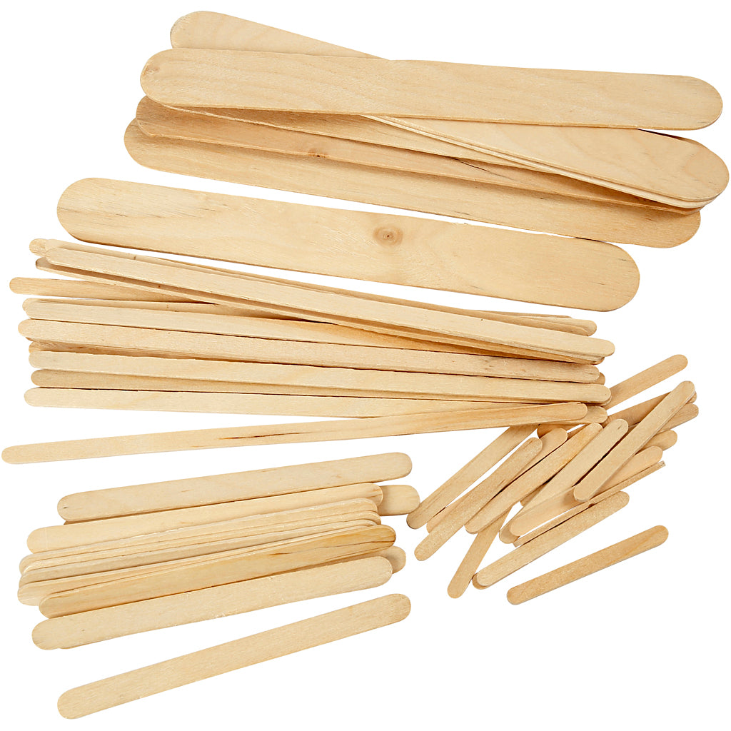 Bâtonnets de glace Creativ company, l: 5,5+11,5+19+20 cm, l: 6+10+25 mm, naturel, 4250 pièces 1 boîte