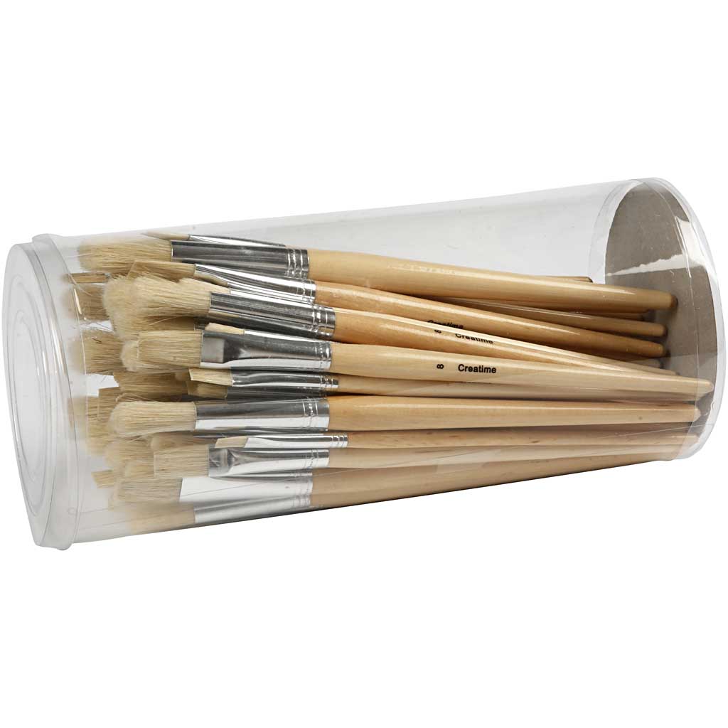 Pinceaux Creativ company nature line, taille 1+2+3+4+5+6+7+8+9+10, l : 19,5-23 cm, l : 4-17 mm, plats, ronds, 80 pièces 1 boîte