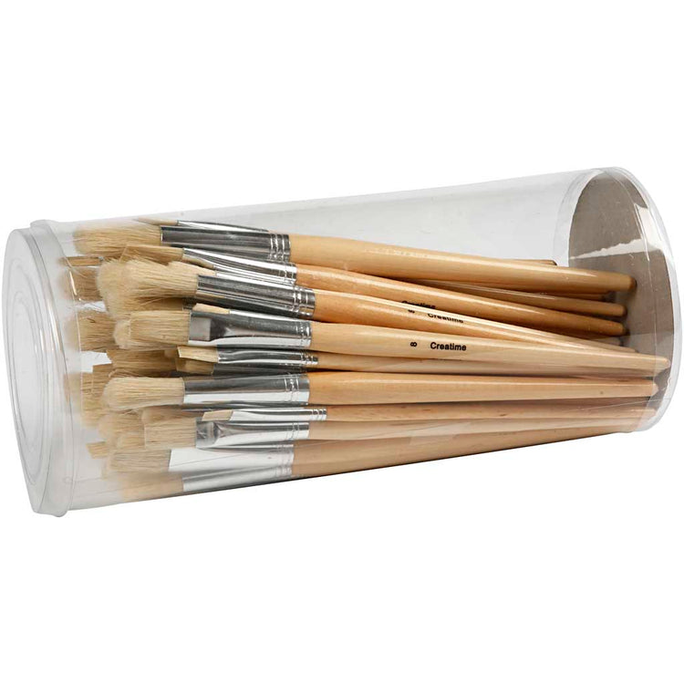 Pinceaux Creativ company nature line, taille 1+2+3+4+5+6+7+8+9+10, l : 19,5-23 cm, l : 4-17 mm, plats, ronds, 80 pièces 1 boîte