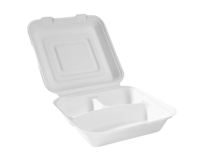 Boîte menu Takeaware 3 compartiments canne à sucre sans pfas (50 pièces)