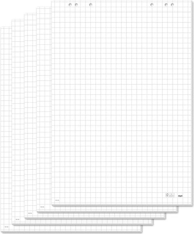 Bloc de paperboard Sigel meet up - 80g 68x98cm à carreaux, 5 jeux de 20 feuilles perforées - si-mu165