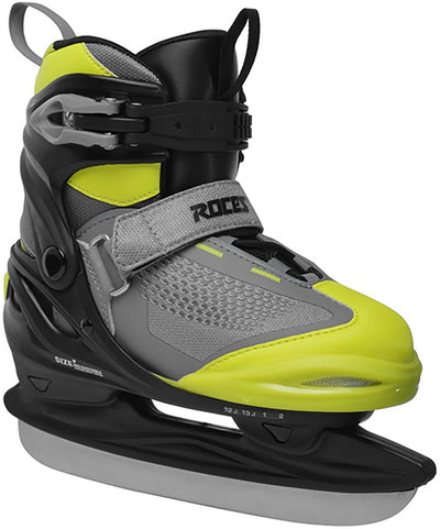 Roces – moody ice x boy – patins réglables – patins pour enfants – noir vert – maintien supplémentaire de la cheville confort fit – taille 30-35
