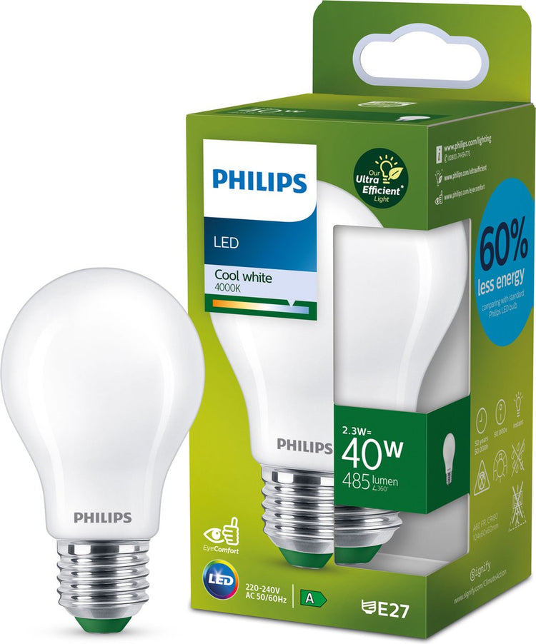 Philips LED Lampe LED ultra efficace Philips mate - 40w - E27 - lumière blanc froid
