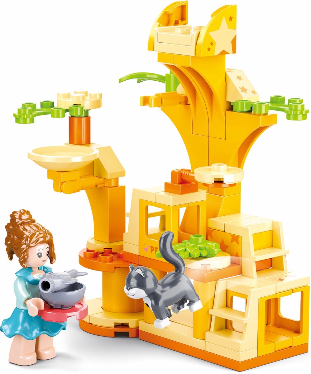 Sluban filles rêve chats aire de jeux jouets de construction pour enfants à partir de 6 ans - jouets de construction modèle de jeu d'animaux de construction - boîte de construction avec 81 blocs de construction et 1 figurine - m38-b0970d