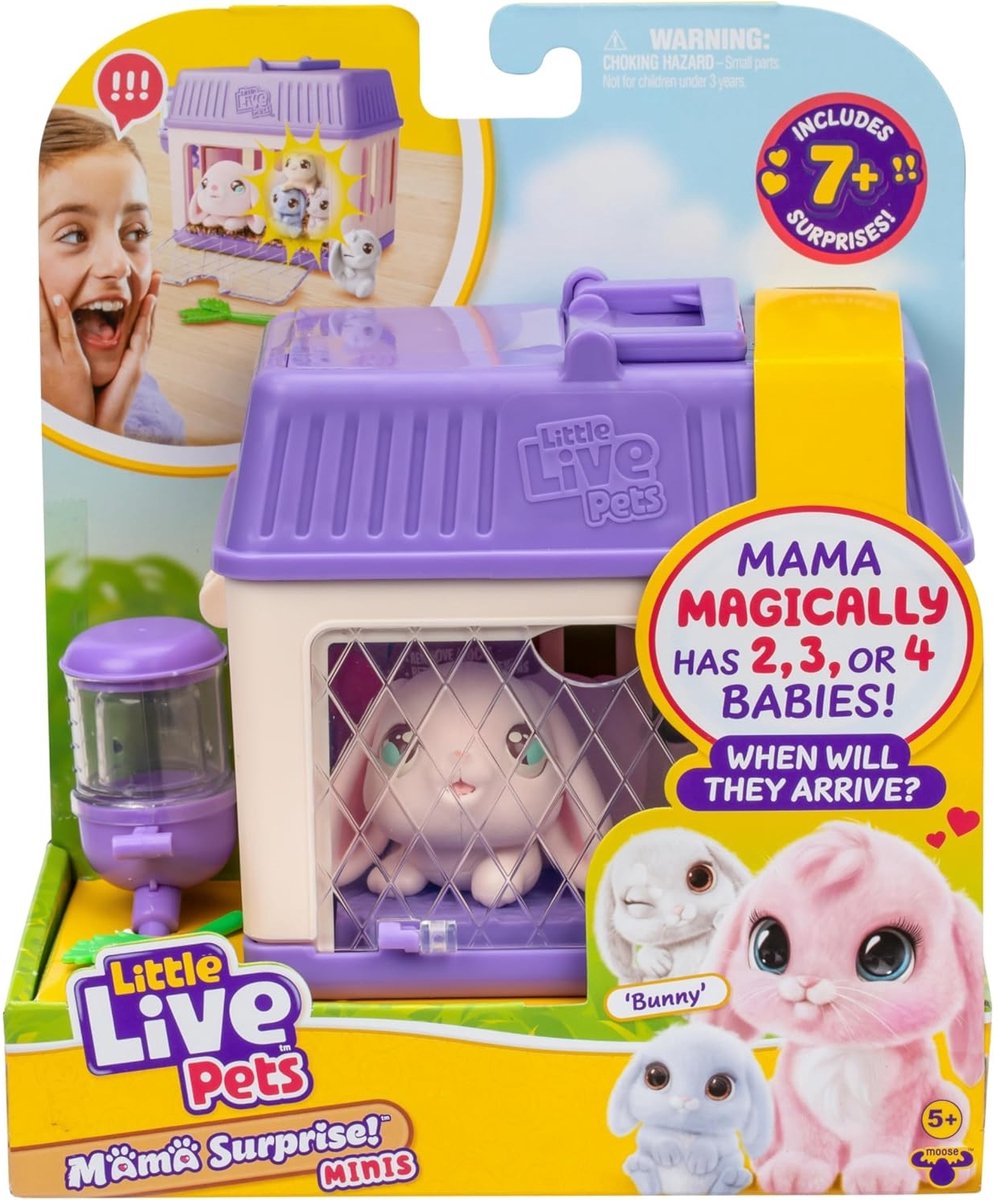 Mini maman surprise lapin rose petits animaux de compagnie vivants