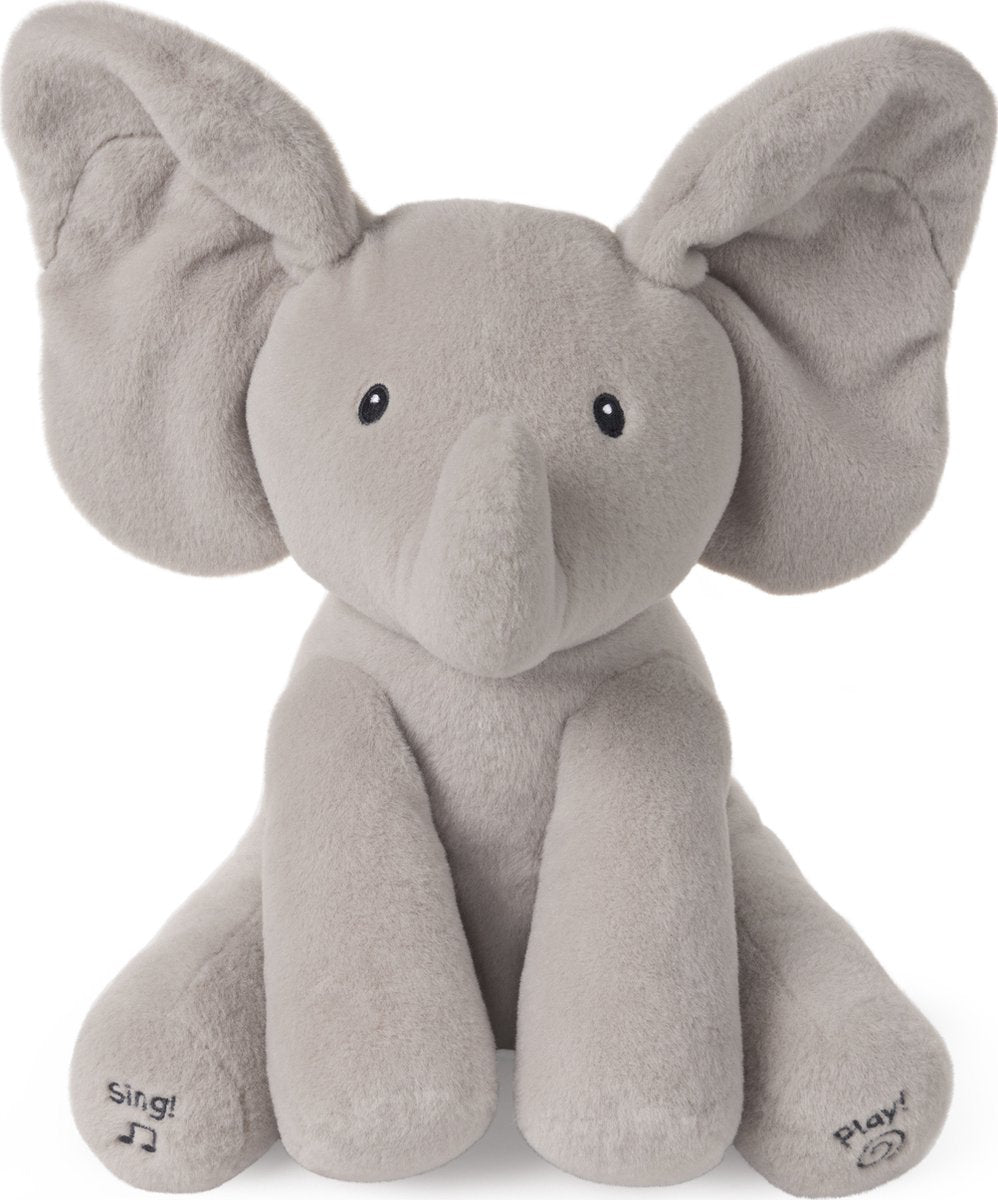 Gund baby - Flappy l'éléphant animé - peluche - gris - 30,5 cm - néerlandais parlé