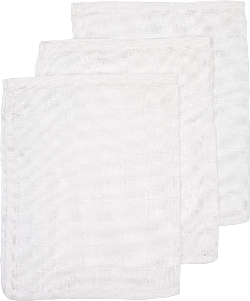 Débarbouillettes Meyco baby uni - paquet de 3 - hydrophiles - blanc - 20x17cm