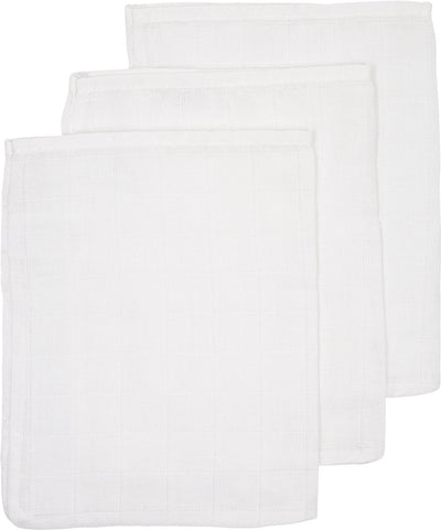 Débarbouillettes Meyco baby uni - paquet de 3 - hydrophiles - blanc - 20x17cm