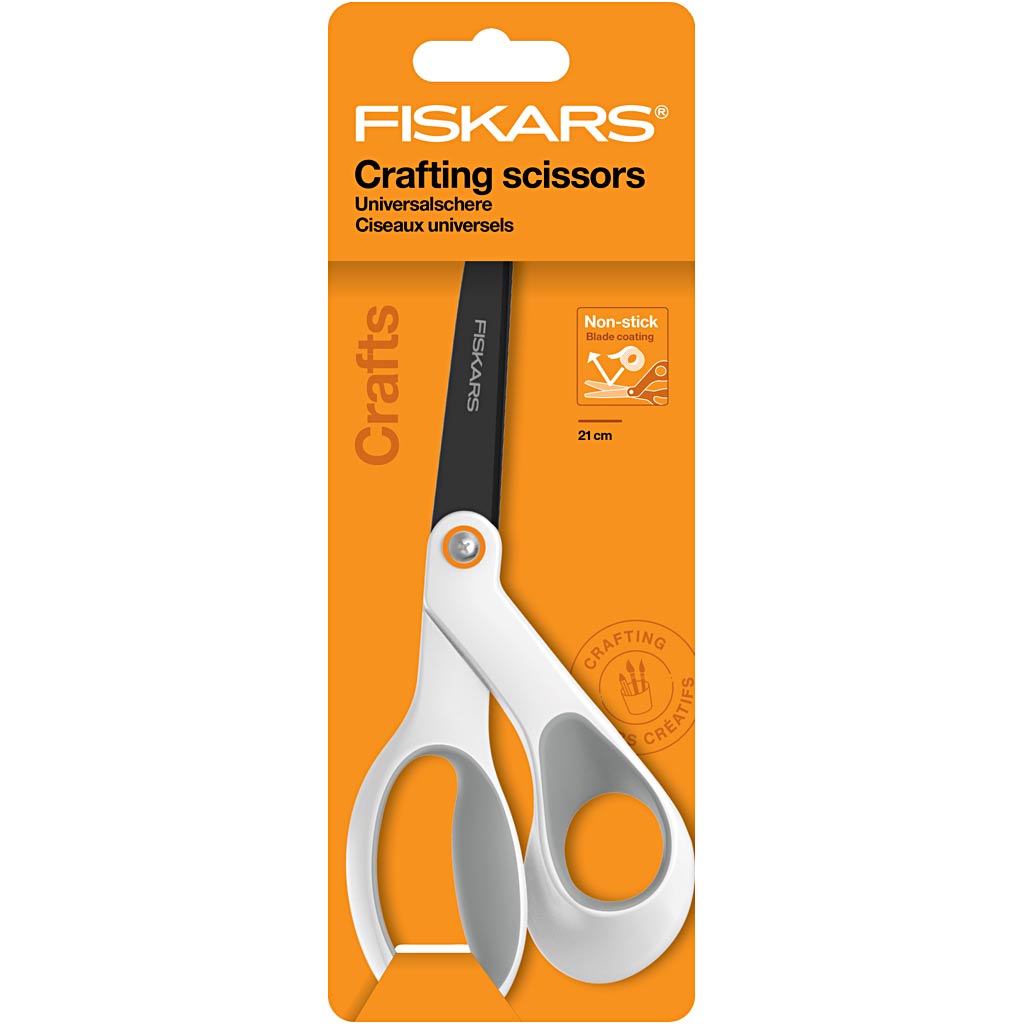 Ciseaux généraux Fiskars antiadhésifs, l: 21 cm, droitier, 1 pièce