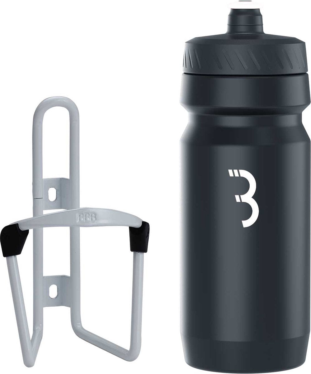 Bbb cycling fuel tank - aluminum bottle holder with bottle - 550ml - white black - racing bike mountain bike - drinking bottle holder bicycle - bbc-03c
