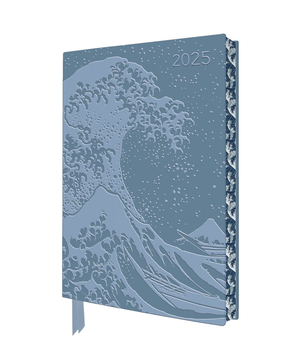 Flame Tree Katsushika Hokusai : The Great Wave 2025 Art Artisan Vegan Leather Diary Planner - Page à voir avec notes